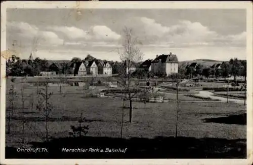 Ak Ohrdruf in Thüringen, Marschler Park, Bahnhof