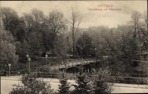 Ak Cottbus in der Niederlausitz, Schlosssteg, Stadtpark