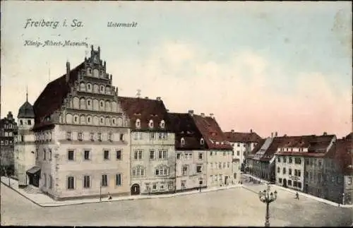Ak Freiberg in Sachsen, Untermarkt, König-Albert-Museum