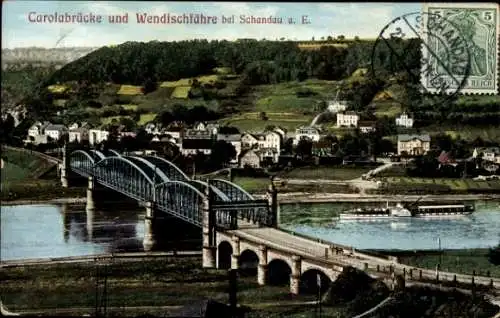 Ak Wendischfähre Rathmannsdorf, Carolabrücke