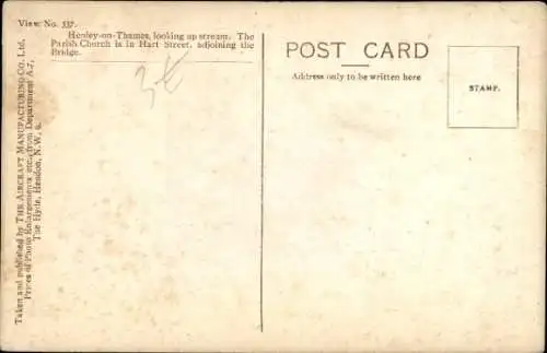 Ak Henley auf der Themse Oxfordshire England, Luftaufnahme