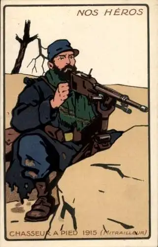 Ak Nos Héros, Chasseur a Pied 1915, Mitrailleur