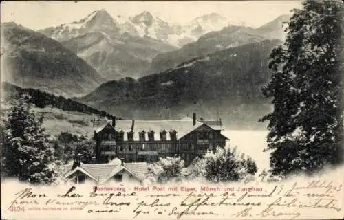 Ak Beatenberg Kanton Bern, Hotel Post, Eiger, Mönch, Jungfrau