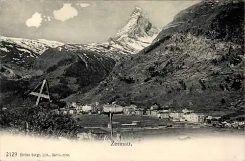 Ak Zermatt Kanton Wallis Schweiz, Gesamtansicht