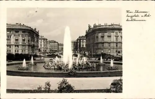 Ak Wien 1 Innere Stadt, Schwarzenbergplatz, Hochstrahlbrunnen