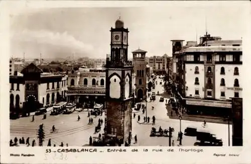 Ak Casablanca Marokko, Eingang zur Rue de l’Horloge