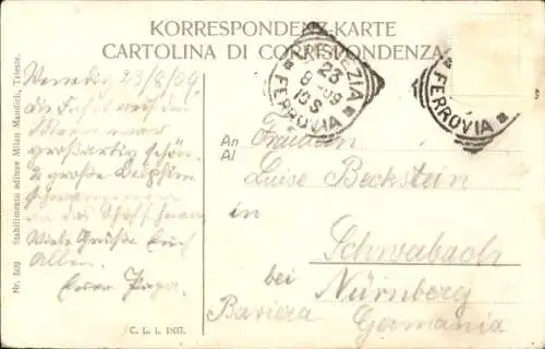 Ak Triest Trieste Friuli Venezia Giulia, Schiff, Leuchtturm