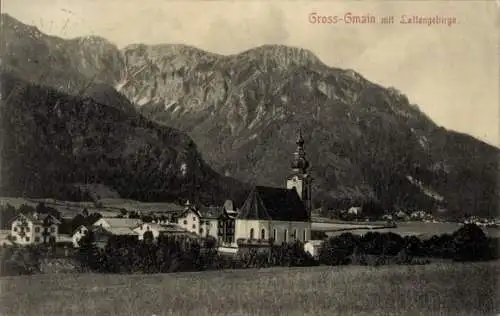 Ak Großgmain in Salzburg, Gesamtansicht, Lattengebirge