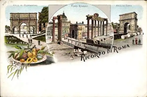 Litho Roma Rom Lazio, Arco di Costantino, Foro Romano, Arco di Tito