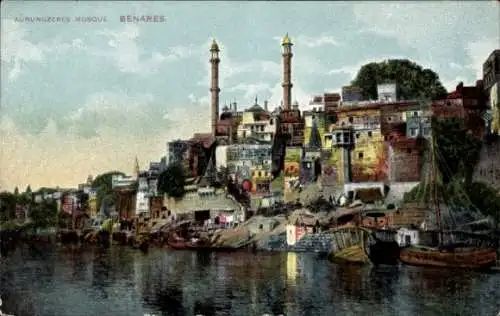 Ak Varanasi Benares Indien, Aurangzeb Moschee, Werbung Medol