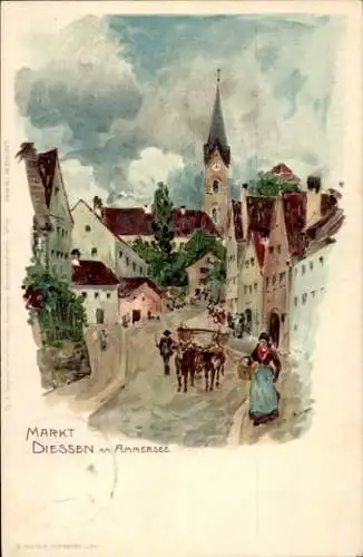 Künstler Litho Dießen am Ammersee Oberbayern, Markt