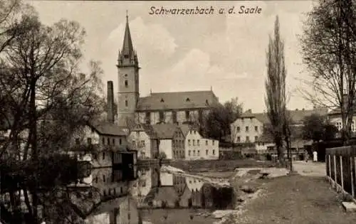 Ak Schwarzenbach an der Saale Oberfranken, Teilansicht