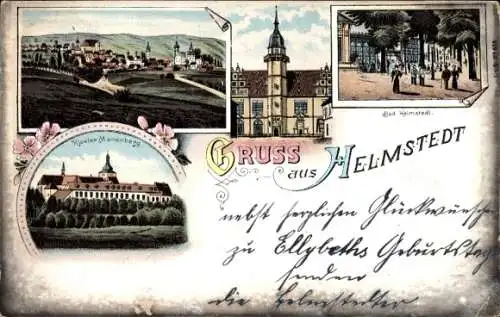 Litho Helmstedt in Niedersachsen, Kloster Marienberg, Totalansicht