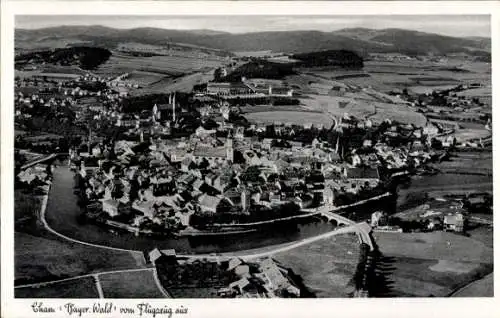 Ak Cham in der Oberpfalz, Fliegeraufnahme