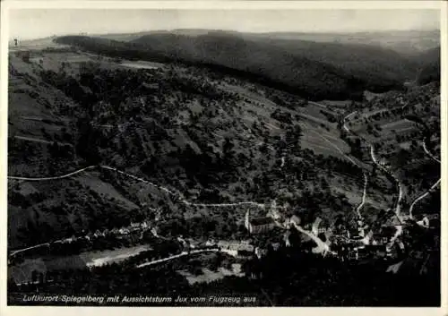 Ak Spiegelberg in Württemberg, Fliegeraufnahme von Ort mit Aussichtsturm Jux