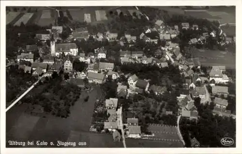 Ak Altburg Calw im Schwarzwald, Gasthaus Zur Sonne, Fliegeraufnahme