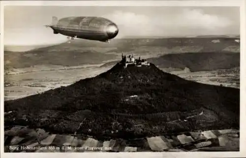 Ak Zimmern Bisingen im Zollernalbkreis, Burg Hohenzollern, Fliegeraufnahme