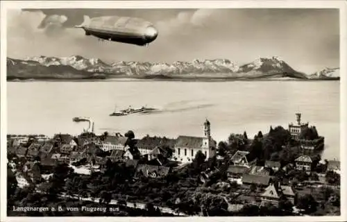 Ak Langenargen am Bodensee, Luftaufnahme, Zeppelin