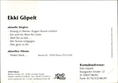Ak Sänger Ekki Göpelt, Portrait, Autogramm