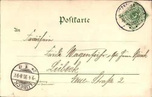 Litho Leisnig an der Freiberger Mulde Sachsen, Marktplatz, Rathaus, Bismarck Denkmal, Realschule