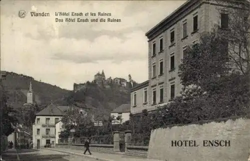 Ak Vianden Luxemburg, Hotel Ensch, Ruinen