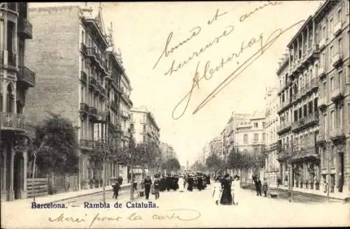 Ak Barcelona Katalonien Spanien, Rambla de Cataluna