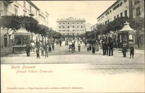 Ak Sestri Pomente Genova Genua Ligurien, Piazza-Vittorio-Emanuele