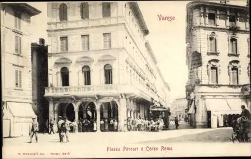 Ak Varese Lombardia, Piazza Porcaci e Corso Roma