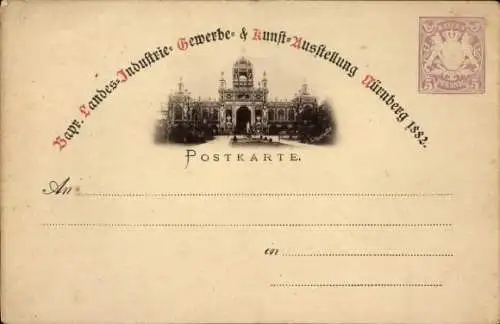 Ganzsachen Ak Nürnberg in Mittelfranken, Bayr. Landes-, Industrie-, Gewerbe- und Kunstausstellung