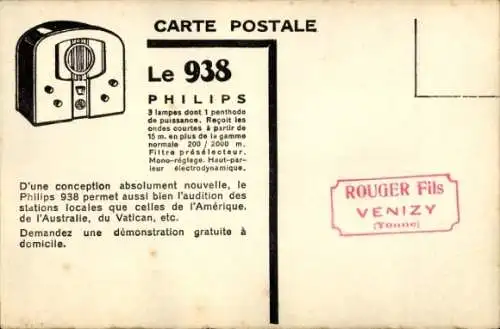 Künstler Ak Radio 938 Philips, Reklame, Löwe, Jäger