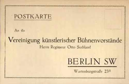 Ak Berlin, Vereinigung künstlerischer Bühnenvorstände, Regisseur Otto Suchland