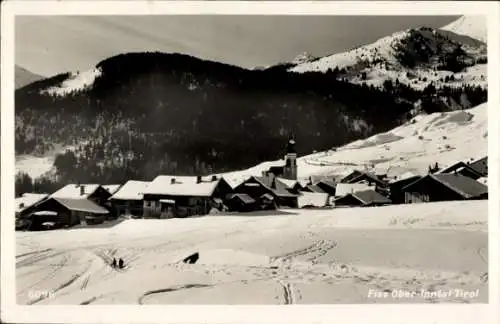 Ak Fiss in Tirol, Ort im Schnee