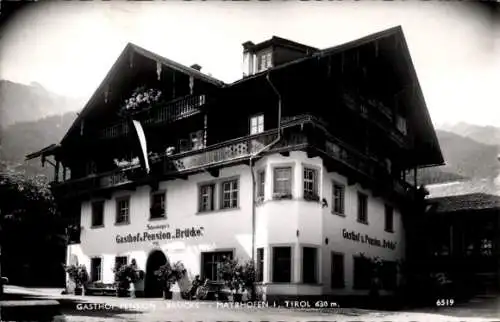 Ak Mayrhofen im Zillertal Tirol, Gasthof Pension Brücke