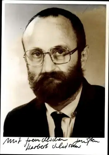 Ak Politiker Herbert Schirmer, Minister für Kultur der DDR, Portrait, Autogramm