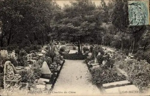 Ak Asnières sur Seine Hauts-de-Seine, Hundefriedhof, Gräber