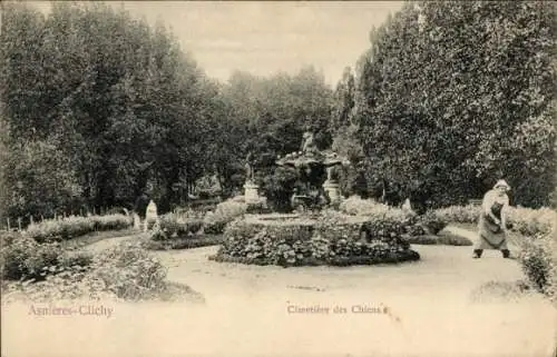 Ak Asnières sur Seine Hauts-de-Seine, Hundefriedhof, Gartenanlage