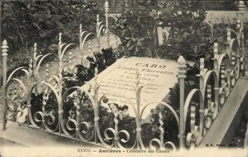 Ak Asnières sur Seine Hauts-de-Seine, Hundefriedhof, Grabstätte Caro