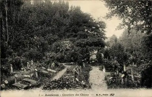 Ak Asnières sur Seine Hauts-de-Seine, Hundefriedhof, Grabstätten