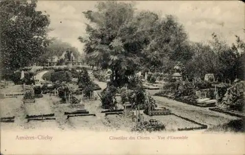 Ak Asnières sur Seine Hauts-de-Seine, Hundefriedhof, Teilansicht