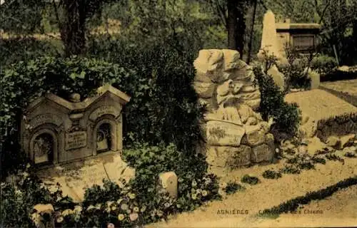 Ak Asnières sur Seine Hauts-de-Seine, Hundefriedhof, Grabstätten