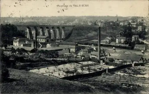 Ak Meudon Val Fleury Hauts de Seine, Panorama, Brücke, Schornstein