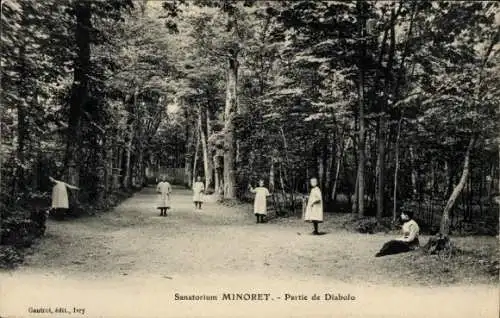 Ak Champrosay Essonne, Sanatorium Minoret, Partie de Diabolo, Kinder im Wald