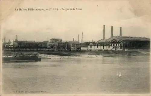 Ak Ivry sur Seine Val de Marne, Seine, Berges de la Seine, Industrieanlagen, Schornsteine