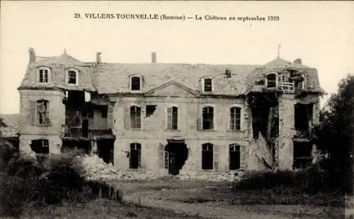 Ak Villers Tournelle Somme, Schlossruine September 1919