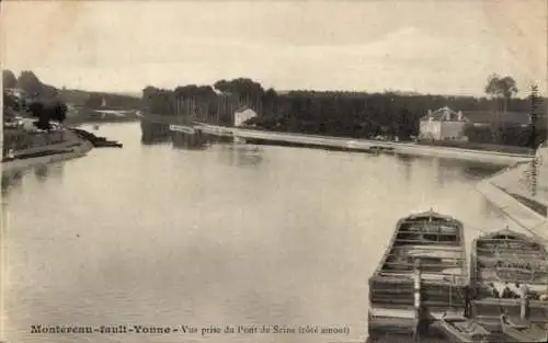 Ak Montereau Fault Yonne Seine et Marne, Vue prise du Pont de Seine, cote amont