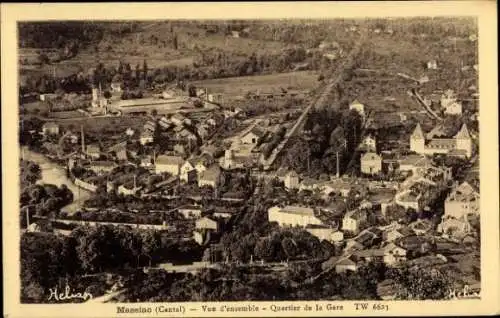 Ak Massiac Cantal, Vue d'ensemble, Quartier de la Gare