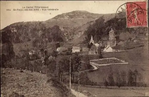 Ak St-Paul-de-Salers Cantal, Panorama