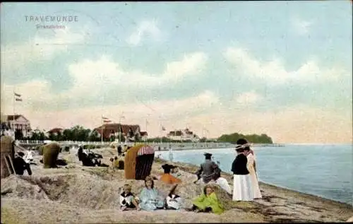 Ak Ostseebad Travemünde Lübeck, Strand, Strandgäste