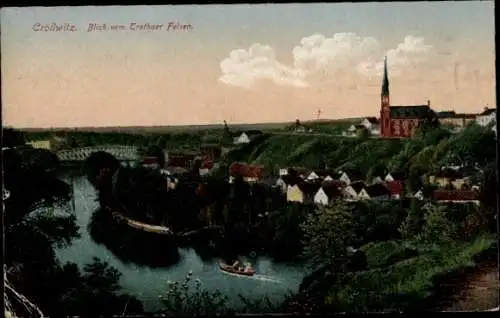 Ak Kröllwitz Halle an der Saale, Blick vom Trothaer Felsen auf die Stadt