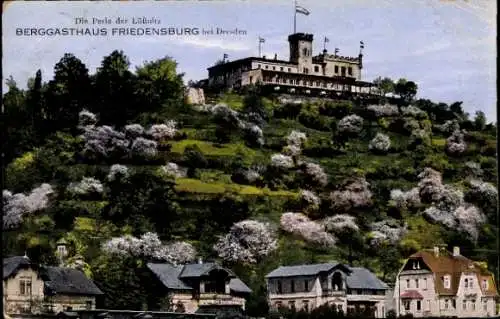 Ak Niederlössnitz Niederlößnitz Radebeul Sachsen, Berggasthaus Friedensburg